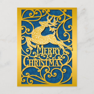 Frohe Weihnachten Rentier Silhouetten Schneeflocke Postkarte