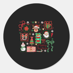 Frohe Weihnachten Rentier Weihnachtsmann Schneeman Runder Aufkleber