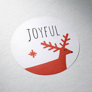 Frohe Weihnachten. Rentiere Runder Aufkleber
