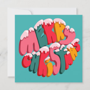 Frohe Weihnachten Retro-Blasenbuchstaben Schnee Cu