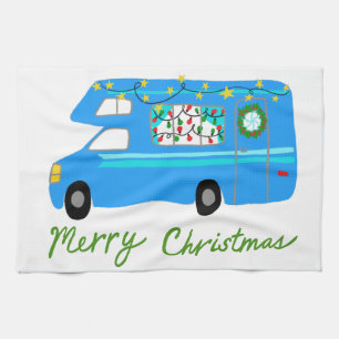 FROHE WEIHNACHTEN Retro Camper Wohnmobil RV Weihna Geschirrtuch