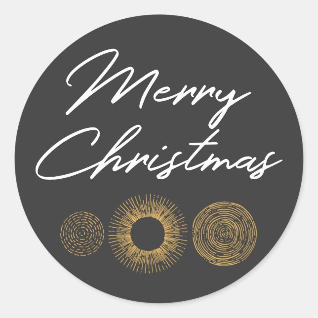 Frohe Weihnachten Retro Gold Burst Sparkler Gruß Runder Aufkleber (Vorderseite)