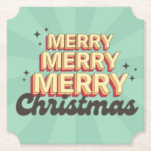 Frohe Weihnachten retro groovy Text saisonal Untersetzer