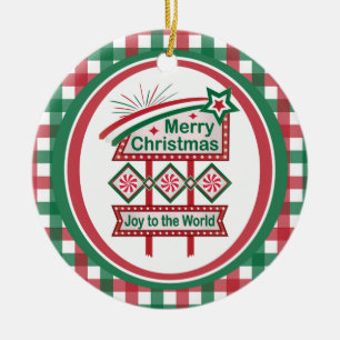 Frohe Weihnachten Retro-Marquee – Freude auf der W Keramik Ornament