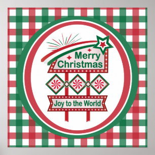 Frohe Weihnachten Retro-Marquee – Freude der Welt Poster