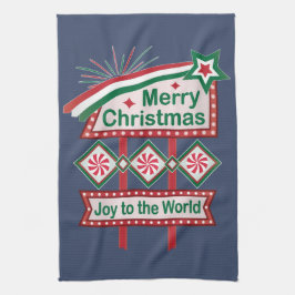 Frohe Weihnachten Retro Marquee - Freude für die W Geschirrtuch