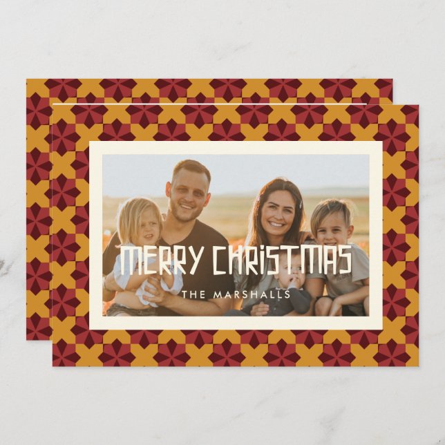 Frohe Weihnachten Retro Mitte Jahrhundert Foto (Vorne/Hinten)