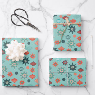 Frohe Weihnachten Retro Mitte Jahrhundert Moderne Geschenkpapier Set