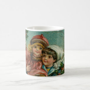 Frohe Weihnachten - Retro-Postkarte, Kinder, Stech Kaffeetasse