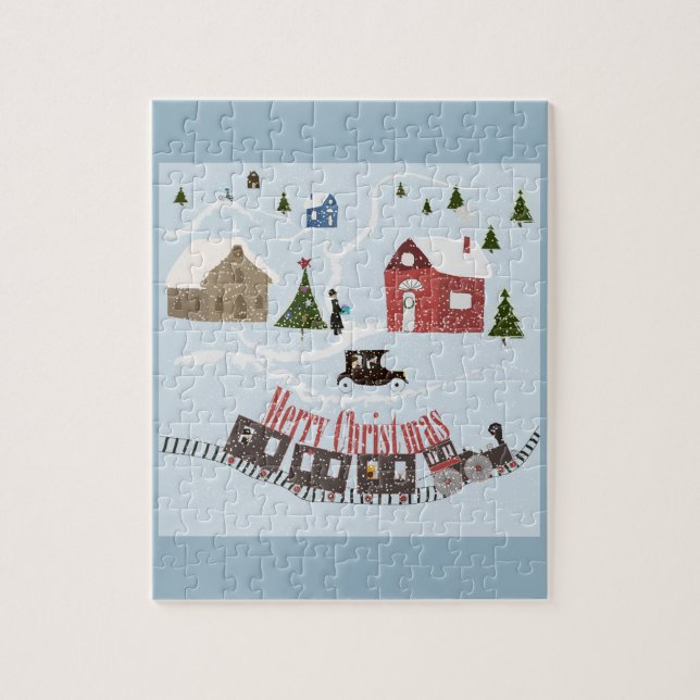 Frohe Weihnachten, Retro Puzzle (Vertikal)