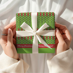 Frohe Weihnachten   Retro Red Green Geschenkpapier
