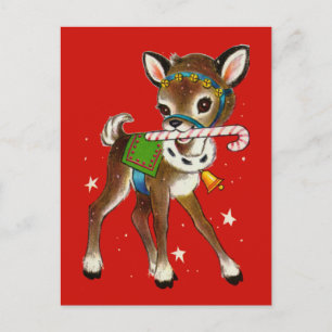 Frohe Weihnachten Retro Rentier Lebkutscher Postkarte