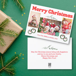 frohe Weihnachten Retro-Rote Kalligrafie 3 Fotos