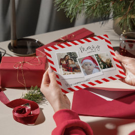Frohe Weihnachten Retro-Schrift 3 Foto Zuckerrohr Folien Feiertagskarte