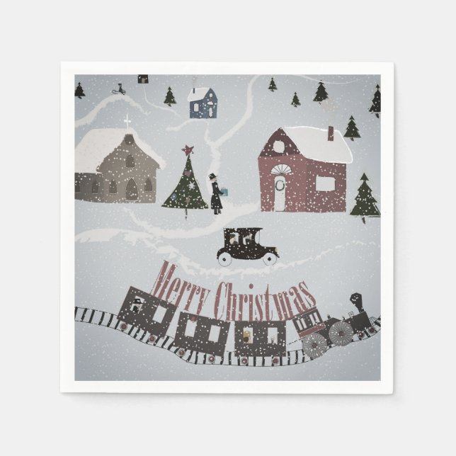 Frohe Weihnachten, Retro Serviette (Vorderseite)