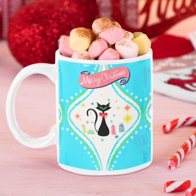 Frohe Weihnachten Retro Siamese Katze Kaffeetasse (Von Creator hochgeladen)