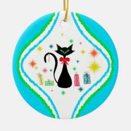 Frohe Weihnachten Retro Siamese Katze Keramik Ornament