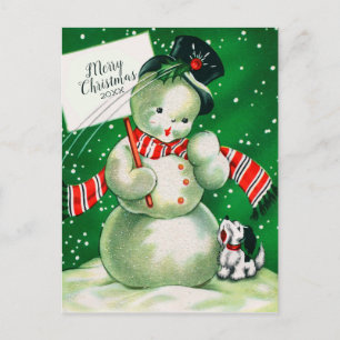 Frohe Weihnachten   Retro Snowman