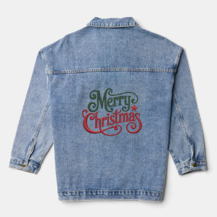 Frohe Weihnachten Retro Stickerei Typografie Jeansjacke