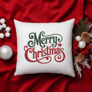 Frohe Weihnachten Retro Stickerei Typografie Kissen