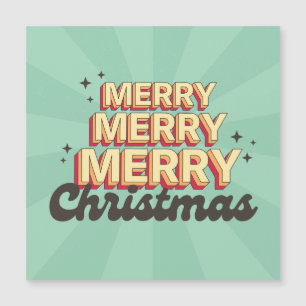 Frohe Weihnachten Retro-Stil groovy Text Magnetkarte