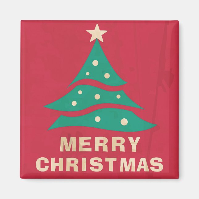 Frohe Weihnachten Retro Tree Magnet (Vorne)