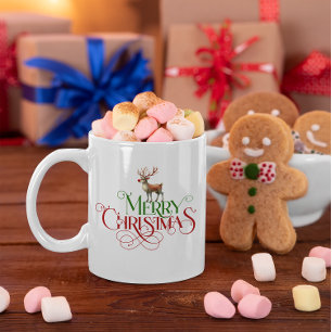 Frohe Weihnachten Retro-Typografie Kaffeetasse