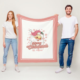 Frohe Weihnachten Retro-Typografie Santa Rosa Hut Fleecedecke