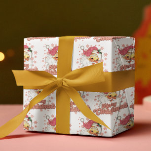 Frohe Weihnachten Retro-Typografie Santa Rosa Hut Geschenkpapier