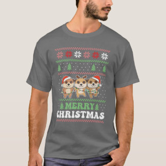 Frohe Weihnachten Retro Ugly Weihnachten Meerkat R T-Shirt