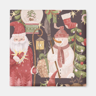 Frohe Weihnachten Retro Vintage Weihnachtsmann Magnet