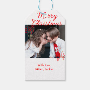 Frohe Weihnachten Retro-Weihnachtsbaum Kinderfoto Geschenkanhänger