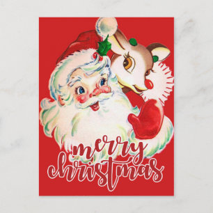Frohe Weihnachten Retro Weihnachtsmann & Rudolf