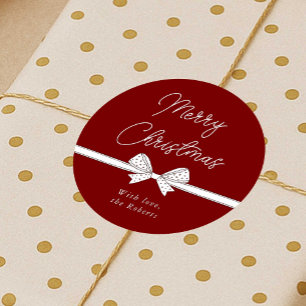 Frohe Weihnachten Ribbon Handgeschriebene Moderne Runder Aufkleber