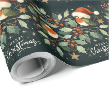 Frohe Weihnachten Robin Mistletoe Wreath