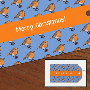 Frohe Weihnachten! Robin Red Breast Pattern Geschenkanhänger