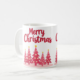 Frohe Weihnachten Rosa Bäume Feierliche Tasse