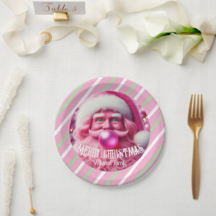 Frohe Weihnachten Rosa Blase Gum Name der benutz Pappteller