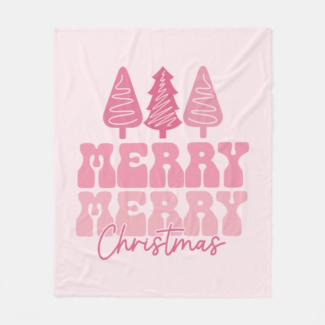 Frohe Weihnachten - Rosa Feiertage Design Fleecedecke (Vorderseite)