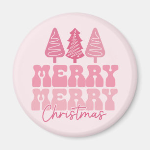 Frohe Weihnachten - Rosa Feiertage Design Magnet