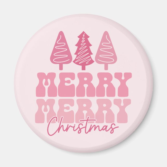 Frohe Weihnachten - Rosa Feiertage Design Magnet (Vorne)