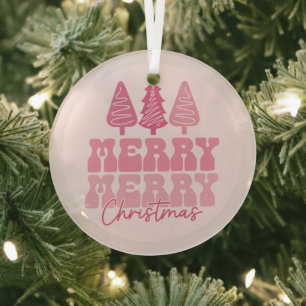 Frohe Weihnachten - Rosa Feiertage Design Ornament Aus Glas