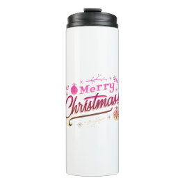 Frohe Weihnachten Rosa festliches Design Thermosbecher