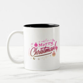 Frohe Weihnachten Rosa festliches Design Zweifarbige Tasse