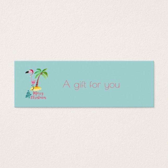 Frohe Weihnachten rosa Flamingo mit Palmenbaumgesc (Vorderseite)