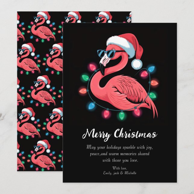 Frohe Weihnachten Rosa Flamingo Personalisiert     (Vorne/Hinten)