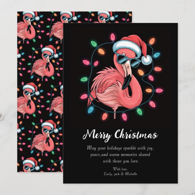 Frohe Weihnachten Rosa Flamingo Personalisiert (Vorne/Hinten)