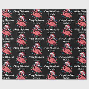 Frohe Weihnachten Rosa Flamingo Personalisiert Geschenkpapier