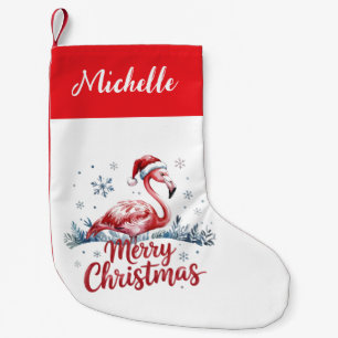 Frohe Weihnachten Rosa Flamingo Personalisiert Kleiner Weihnachtsstrumpf