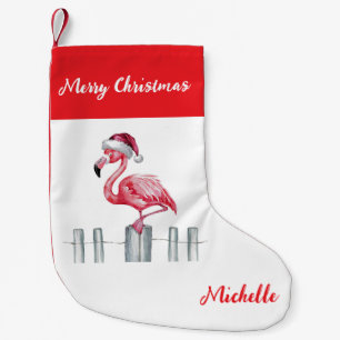 Frohe Weihnachten Rosa Flamingo Personalisiert Kleiner Weihnachtsstrumpf